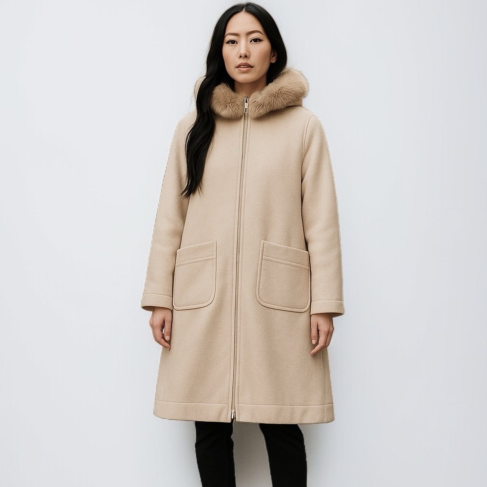 Vintage 80’s Wool Hooded Parka With Fur Trim | Size L / XL